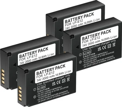 Obrázok produktu pre Batéria do fotoaparátu, 2000 mAh, kompatibilná s digitálnymi modelmi DSLR, 4 ks batérie