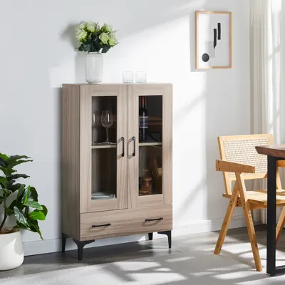 Obrázok produktu pre Vitrína "Søndersø" so zásuvkou a 2 dvierkami 70 x 31 x 115 cm vzhľad dub sonoma