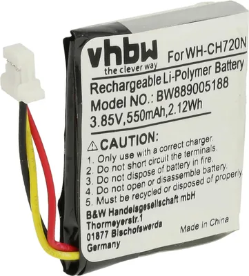 Produktbild von vhbw Akku kompatibel mit Sony INZONE H9, WH-XB910N, WH-CH720N, WF1000XM4 CHARGING CASE Wireless Headset Kopfhörer (550 mAh, 3,85 V, Li-Polymer)