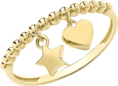 Produktbild von Schöner 9 Karat (375) Gold Herz Stern Damen - Ring, 61 (19.4); TRS35192RST