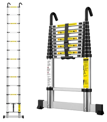 Productafbeelding van Telescopische ladder - 3,8 m - Aluminium - Multifunctioneel - Belastbaar tot 150 kg