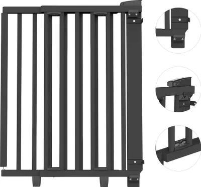 Produktbild von GEUTHER® Schutzgitter für Türen Oris Schwarz | Türgitter mit Baby sicherem Verschluss | Kindergitter für Türen | Türgitter für Türrahmen | Breite: 78,5-133 cm