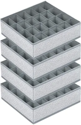Image de Organisateur de rangement Ibzoa® pour vêtements et accessoires – 24 compartiments, tissu polyester, gris, 30 x 30 x 9 cm