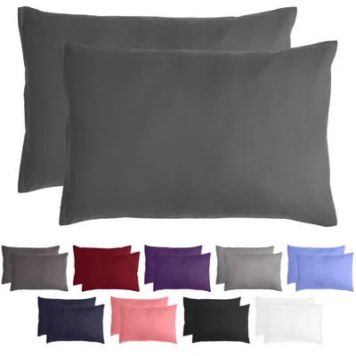 Produktbild von Komfortec Premium Kissenbezüge 2er Set 50x70 cm mit Reißverschluss, gebürstet 100% Polyester 120g/m², Kopfkissenbezug, Superweiches Kissenhülle Set, Anthrazit