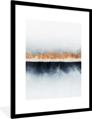 Produktbild von MuchoWow® Gerahmtes Poster Gold - Abstrakt - Design 60x80 cm - Poster mit Schwarzem Bilderrahmen Wandposter Rahmen Foto Bilder - Wohnzimmer - Dekorationen - Prämie