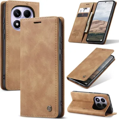 Image de Housse pour Xiaomi Redmi Note 14 Pro 4G RétroPolyuréthaneHousse en cuir avec fonction de support Housse de protection Marron