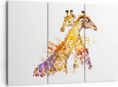 Produktbild von Bild auf Leinwand - Leinwandbild - Giraffen Tiere Kinder Safari - 105x70cm - Wand Bild - Wanddeko - Leinwanddruck - Bilder - Kunstdruck - Wanddekoration - Leinwand bilder - Wandkunst - CE105x70-2883