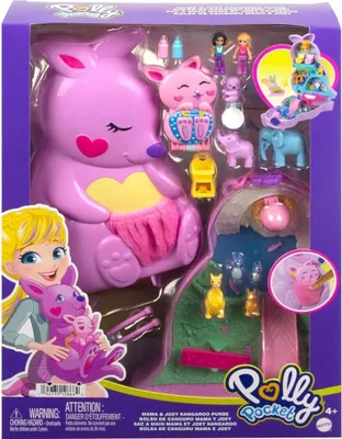 Produktbild von Mattel HKV50 - Polly Pocket - Spielset in Känguru Tasche, Mama & Joey