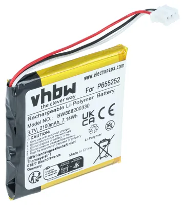 Produktbild von vhbw Akku Ersatz für Harman Kardon P655252 für Lautsprecher Boxen Speaker (2100 mAh, 3,7 V, Li-Polymer)