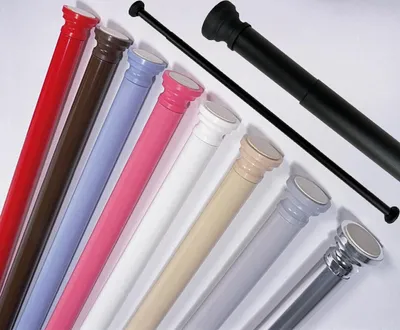 Produktbild von ALU MATT SCHWARZ Duschvorhangstange 140 - 250 cm Teleskopstange Klemmstange für Duschvorhang und Vorhang