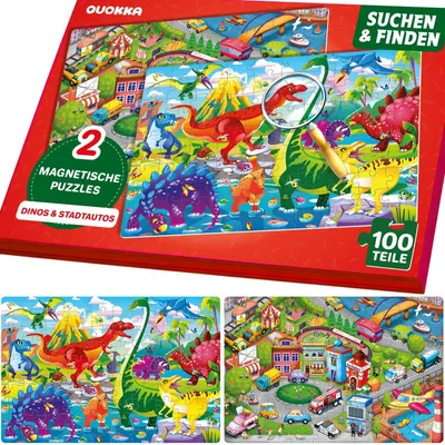 Immagine prodotto di Puzzle magnetici per bambini di 4, 5 e 6 anni. Puzzle educativo a tema dinosauri, con 100 pezzi