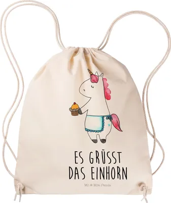 Produktbild von Mr. & Mrs. Panda Turnbeutel Einhorn Muffin - Transparent - Geschenk, sporttasche klein, Jutebeutel, wander rucksack, Beutel, Glückwünsche, Kekse, Stoffbeutel, Liebesgrüße