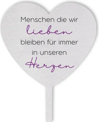 Produktbild von Dolorino Grabstecker Edelstahl Herz mit Spruch | "Menschen die wir lieben bleiben für immer in unseren Herzen" | Grabschmuck | eine wetterfeste Erinnerung aus Edelstahl | 28cm