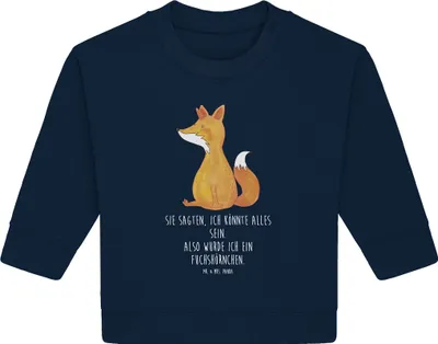 Produktbild von Mr. & Mrs. Panda Organic Baby Pullover Einhorn Fuchs 12. - 18. Monat - French Navy - Geschenk, Füchse, Fuchshörnchen, Unicorn, Einhörner, Bullover, Unicorns