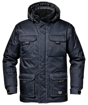 Productafbeelding van Sir Safety Nassau winterwerkjas, ademend, met afneembare mouwen en capuchon, maat L, MARINEBLAUW