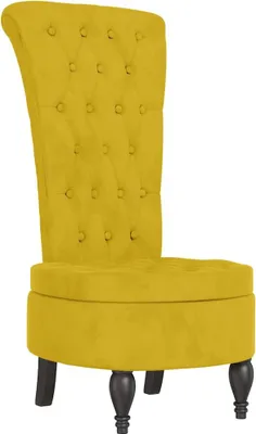 Image de vidaXL Chaise rembourrée à haut dossier Jaune Velours Boutonné
