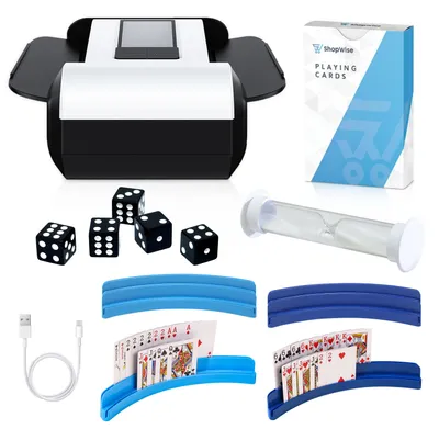 Zdjęcie produktu dla ShopWise – elektryczna maszyna do tasowania kart z automatycznym trybem pracy i złączem USB | Cicha maszyna do tasowania kart do pokera, skata i innych gier karcianych | Równomierne tasowanie