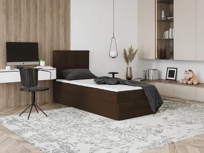 Produktbild von Boxspringbett mit Bettkasten Ewora 3 Mini 90x200 cm Topper T25, Kinderbett, Jugendbett, Einzelbetten, Bett, Stauraum Polsterbett, Matratze