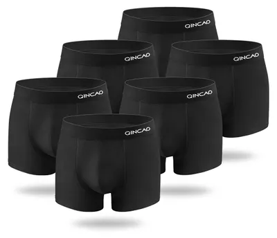 Produktbild von Qincao Herrenschwarze Boxershorts (6er-Pack)
