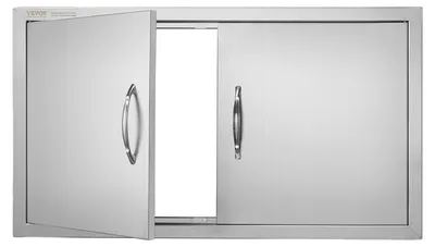 Immagine prodotto di Porta di accesso al barbecue VEVOR, 863 x 482 x 46 mm, doppia porta per cucina esterna, porta in acciaio inox da incasso, porta verticale a parete con maniglie, per isola barbecue, postazione barbecue, mobile esterno, ecc.