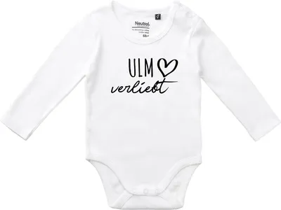 Produktbild von Huuraa Baby Body Ulm verliebt 62 White  Baumwolle Fairtrade Langarmbody Geschenkidee