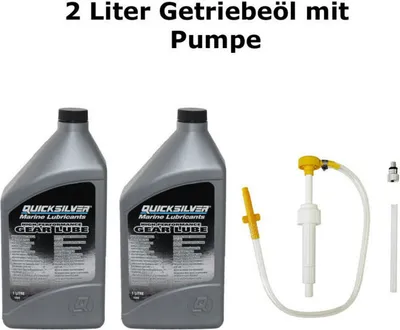 Produktbild von 2 Liter Quicksilver Getriebeöl Z-Antrieb High Performance Gear Lube mit Pumpe