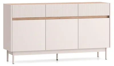 Obrázek produktu pro Selsey Dunea – příborník se 3 dvířky a 3 zásuvkami, kašmírově šedý/vzhled dubového dřeva, 154 cm