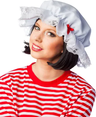 Produktbild von Weiße Nachthaube aus 100% Polyester mit Gummiband für Haarschutz, Einheitsgröße