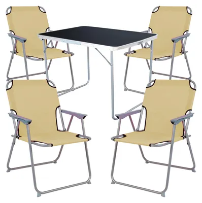 Image de set de camping 5 pièces table de camping + 4 chaises de camping chaise pliante