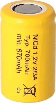 Produktbild von KR-600AE 1.2V, 700mAh NiCd Akku 2/3A 28x17mm, bauähnlich Sanyo