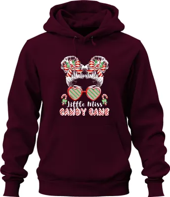 Produktbild von Little Miss Candy Cane Christmas girls sweet bow heart cute Uni Hoodie Kapuzenpullover, Burgundy, M