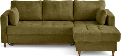 Produktbild von Lisa Design Anna - Ecksofa rechts 4-Sitzer Schlaffunktion und Bettkasten aus strukturiertem Samt , Olivgrün
