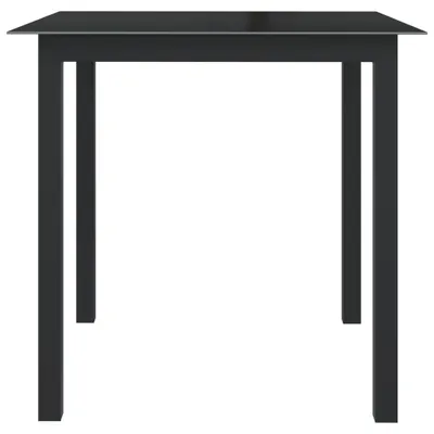 Image de vidaXL Table de jardin noire 80x80x74 cm aluminium et verre