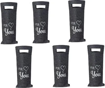 Produktbild von 6 Stück Flaschentüten aus Filz Spruch "For You" Geschenktaschen Weinflaschen