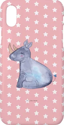 Produktbild von Mr. & Mrs. Panda Iphone 10 Handyhülle Einhorn Nashorn - Rot Pastell - Geschenk, Unicorn, Glitzer, Zoo, Nashörner, Cover, Hülle, Handy, Regenbogen, X
