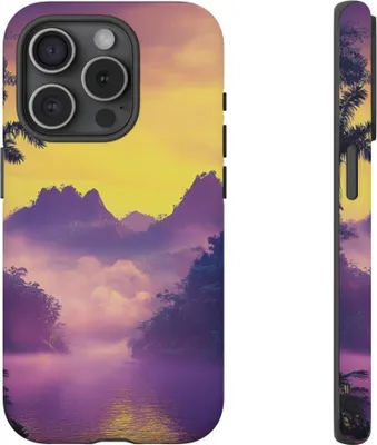 Produktbild von Dschungelsee im violetten Nebel – Hülle Kompatibel mit iPhone 15 Pro