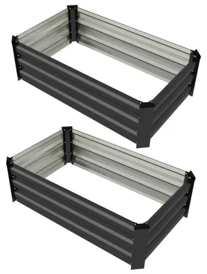 Immagine prodotto di Set composto da 2 fioriere rialzate | Colore: Grigio scuro | Dimensioni: 60x100x30 cm