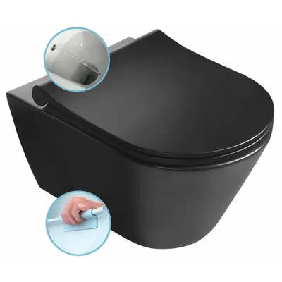 Obrázok produktu pre Sapho Avva - Závesné WC s bidetovou spŕškou, Rimless, matná čierna 100312-110