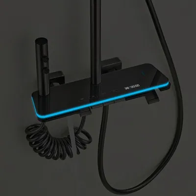Immagine prodotto di Sistema doccia, display digitale, regolabile in altezza, grigio, con controllo della temperatura (caldo/freddo)
