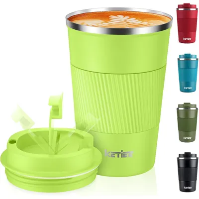 Image de Gobelet isotherme à emporter, 380 ml, double paroi, étanche, de couleur vert herbe