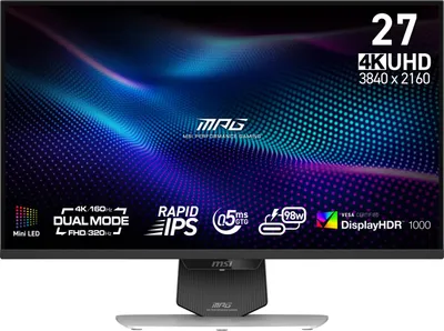 Produktbild von MSI MPG 274URDFW E16M, 68,6 cm (27"), 3840 x 2160 Pixel, 4K Ultra HD, LED, 0,5 ms, Schwarz, Weiß