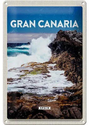 Produktbild von Blechschild Reise 20x30cm Gran Canaria Spain Meer Berge