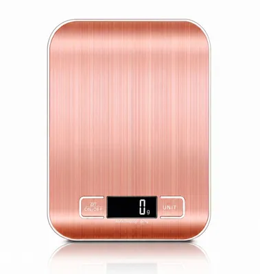 Produktbild von Digitale Küchenwaage aus Metall gebürstet,  LED Lebensmittelwaage bis 10kg, 6 Einheiten (g/kg/ml/milk ml/lb/oz), für Backen, Fitness und Babyflasche