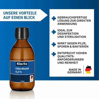Produktbild von Chlordioxid 0,3% | CDL CDs | Fertiglösung zur Trinkwasser-Desinfektion für unterwegs | Sterilisation, antibakteriell,  Germany (1X 250ml)