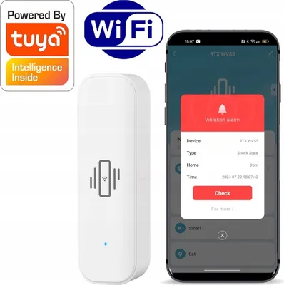 Zdjęcie produktu dla Czujnik Sensor Wibracji Wstrząsu Uderzenia WiFi Tuya RTX Eco