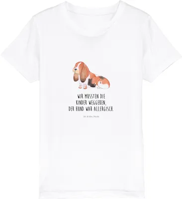 Produktbild von Mr. & Mrs. Panda Kleinkinder T-Shirt Hund Basset Hound 9-11 Jahre (134/146) - Weiß - Geschenk, Teenager, Süß, Sprüche, Kindershirt, Kleinkind, Bio Kinder, Kinder-T-Shirt
