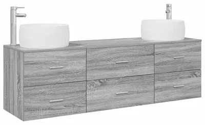 Immagine prodotto di vidaXL Set di mobili da bagno, 3 pezzi, grigio Sonoma, 49,5 x 44,5 x 66 cm