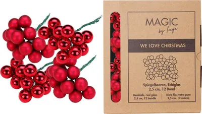Produktbild von Weihnachtskugeln am Draht 2,5cm Glas 144 Stück - Ochsenblut