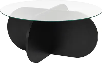 Obrázek produktu pro Konferenční stolek se zkříženými nohami a deskou z tvrzeného skla, průměr 75 cm - AERIS