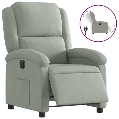 Image de vidaXL Fauteuil relax électrique gris clair velours